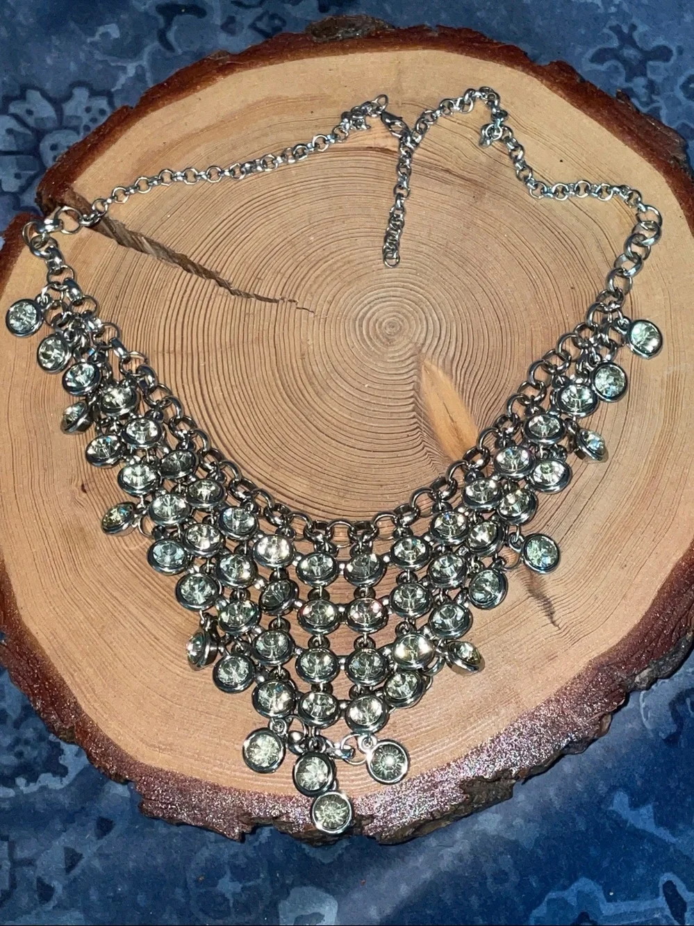 Paparazzi Zi Collection The Shannon Crystal Choker Statement Bib Necklace Silver